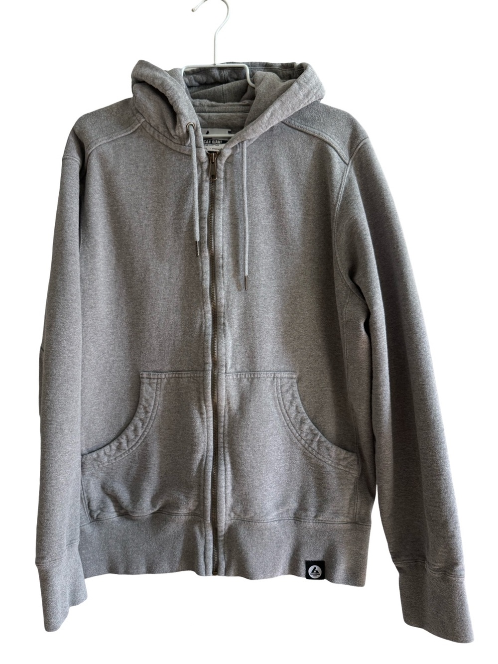 Men’s American Giant 100% Cotton Classic Full Zip Hoodie Heather Gray Size XL
